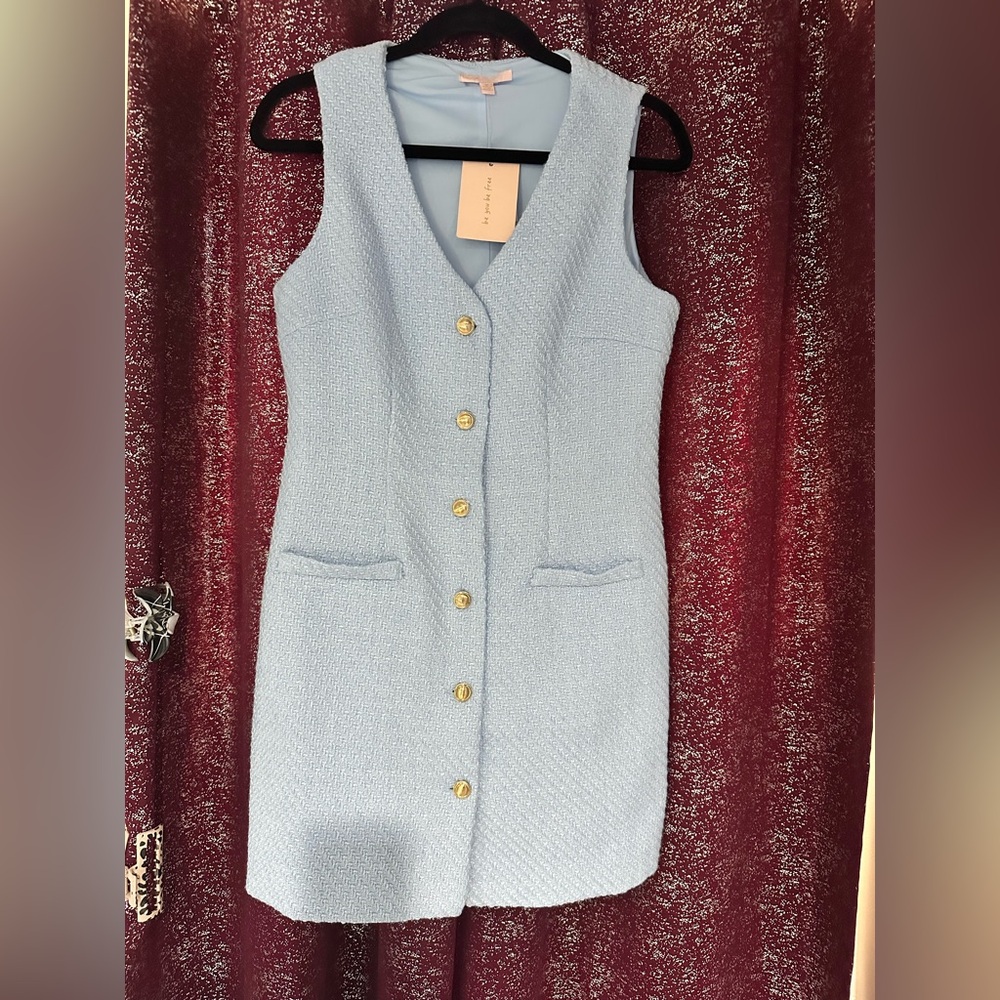 BeBop Blue Sleeveless Sheath Dress for Work - Picture 4 of 4